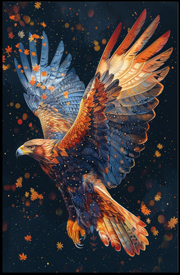 Majestic Eagle in Flight Autumn Art Poster