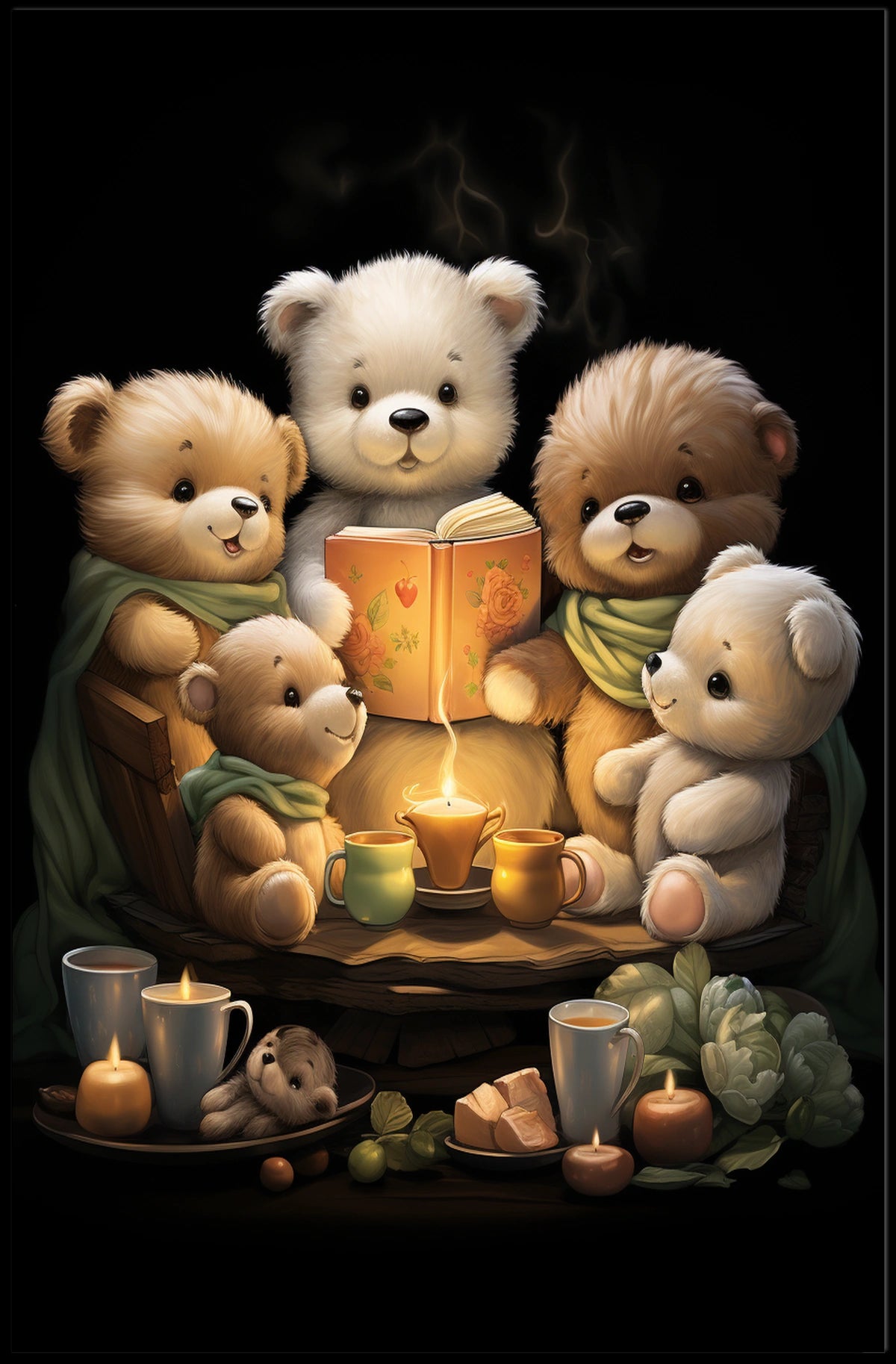 Cozy Teddy Bears Storytime Candlelit Poster