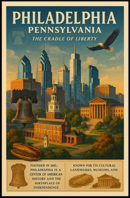 Philadelphia Heritage Vintage Poster: Liberty and Culture
