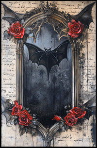 Gothic Bat Dark Roses Artistic Pop Culture Poster