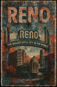 Reno Wanderlust Vintage Cityscape Poster