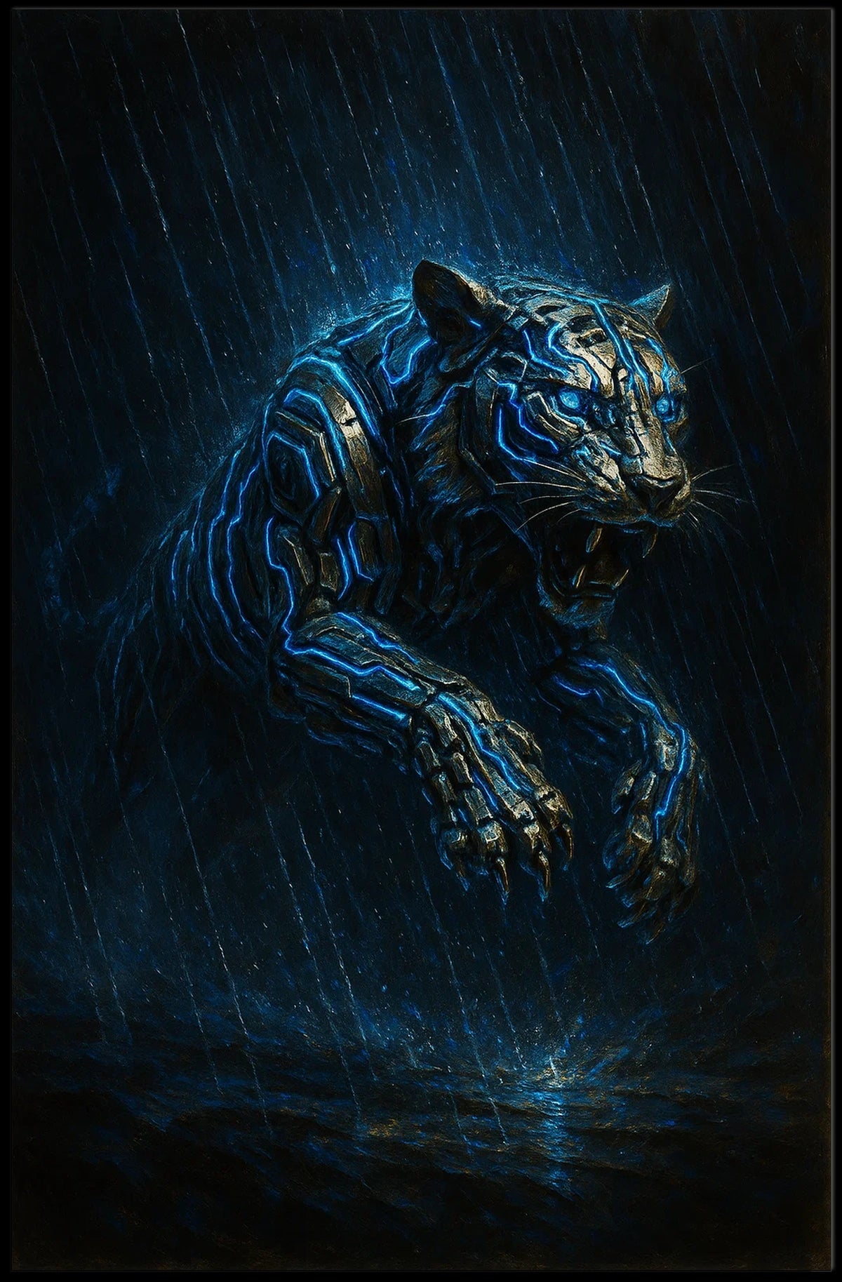 Cybernetic Tiger in the Rain Poster