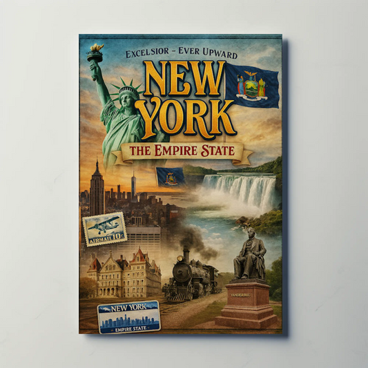 New York Empire State Excelsior Niagara Falls Train Travel Poster