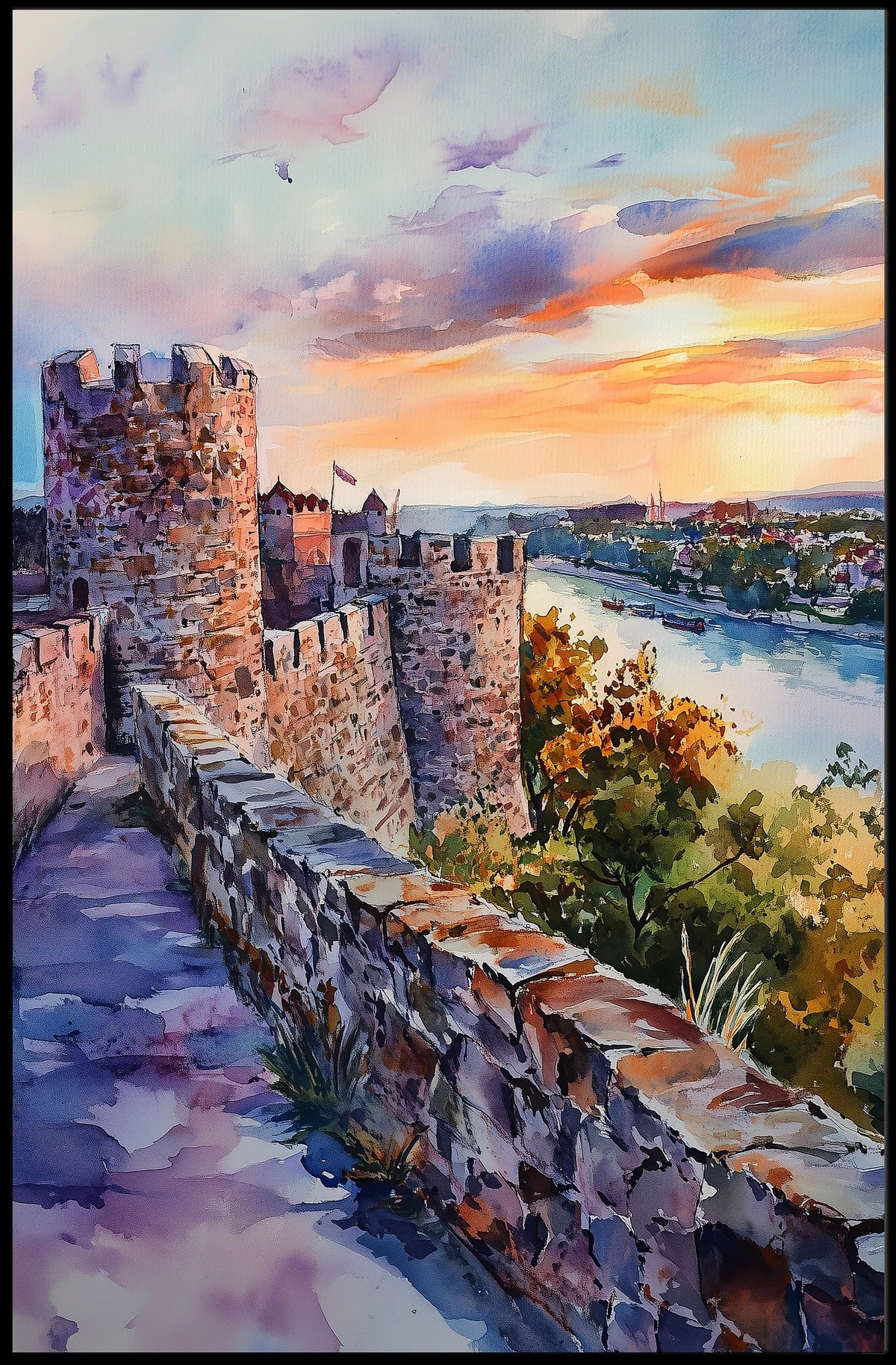 Serbia Belgrade Kalemegdan Fortress River View Poster