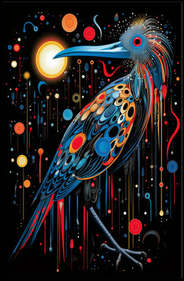 Vibrant Cosmic Bird in Abstract Artistic Poster