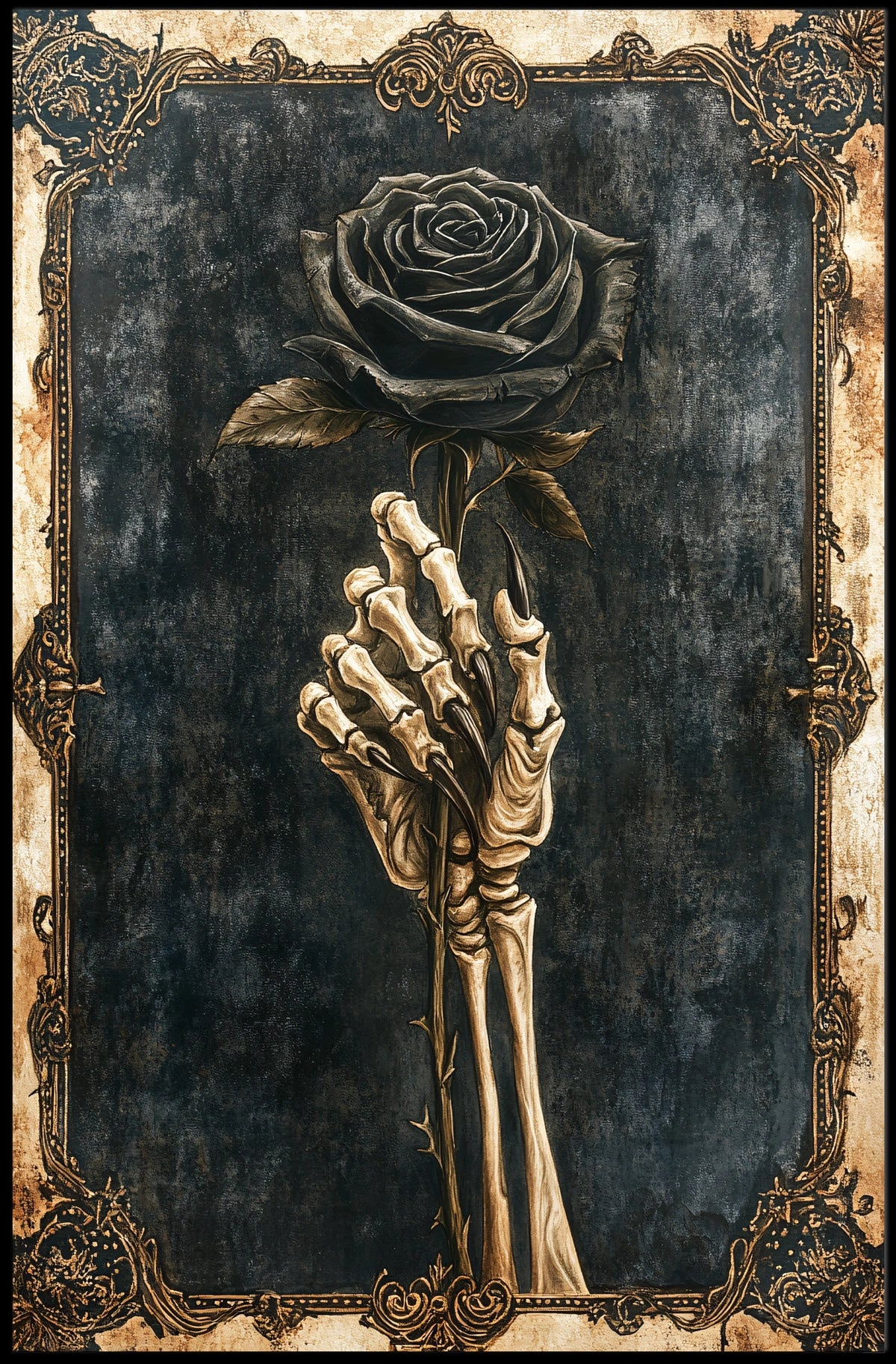 Gothic Romance Skeleton Hand Artistic, Pop Culture Poster