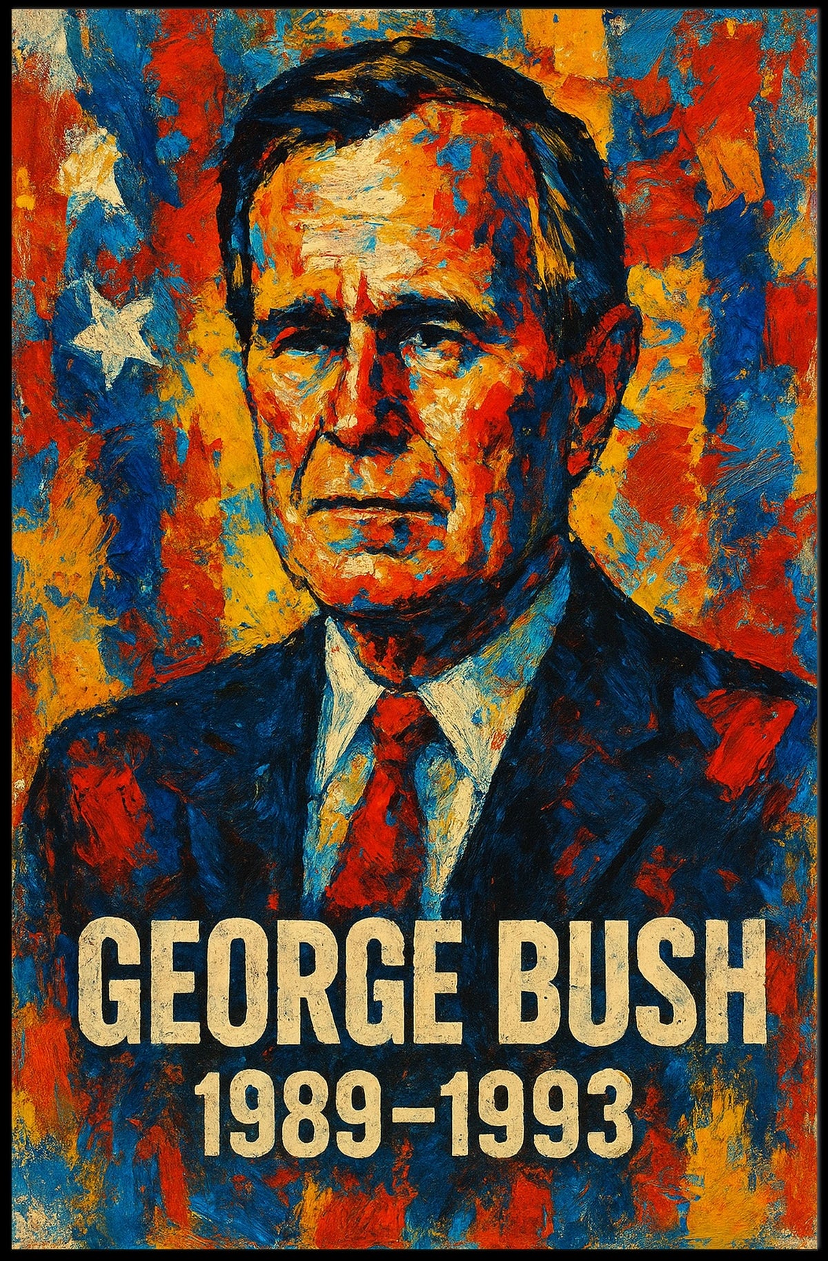 George H. W. Bush 41st President of the United States Glitch Hop Art Poster
