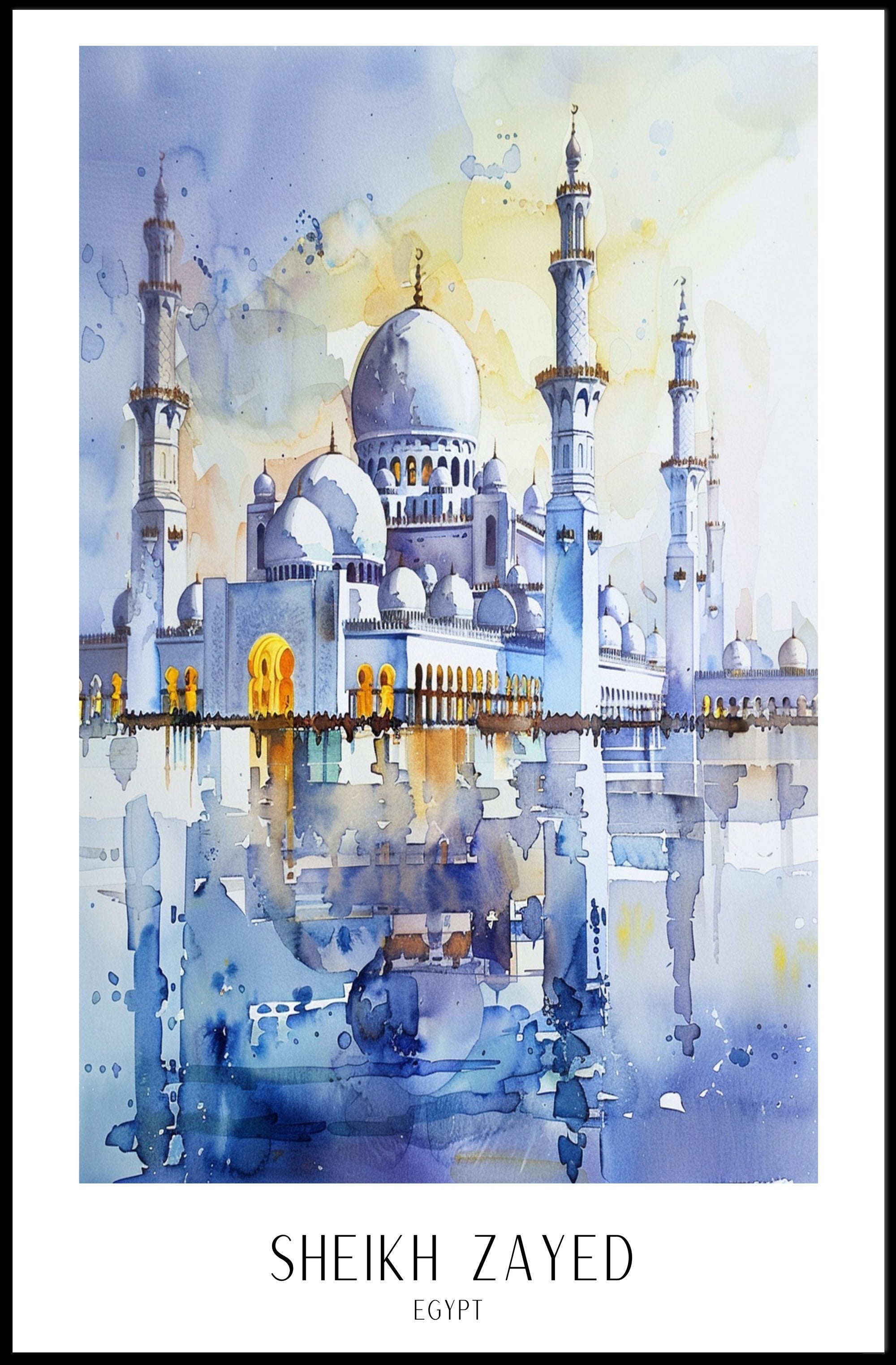Grand Mosque Watercolor Art Print for Heritage Poster PosterGoat