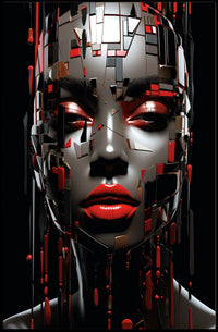 Futuristic Abstract Face Poster: Digital Art Print