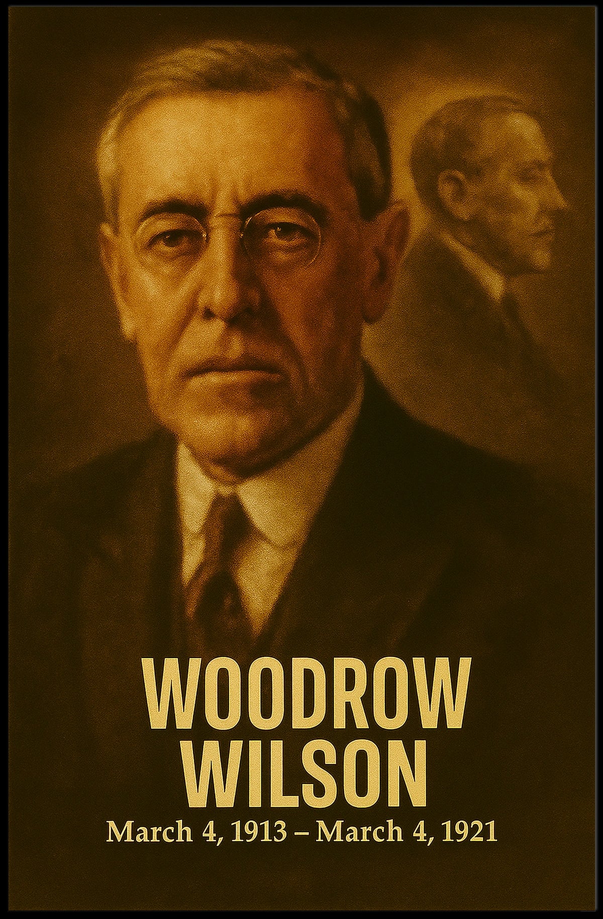 Woodrow Wilson Presidential Poster Vintage Analog Film Aesthetic Wall Art Historical Portrait Print