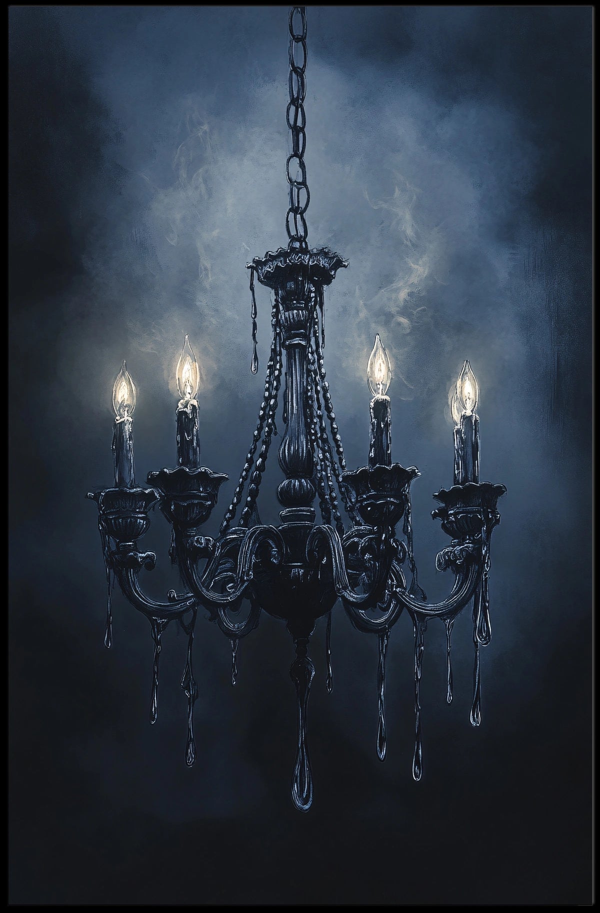 Vintage Chandelier Gothic Art Print Poster