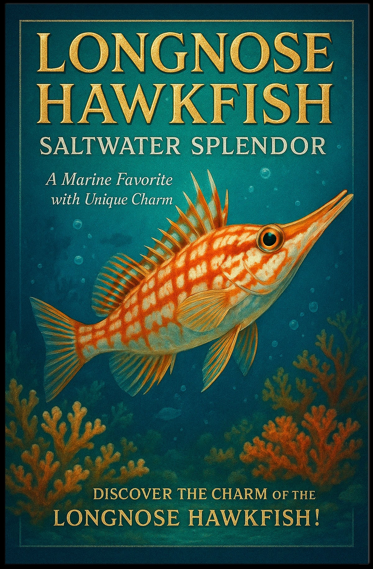 Longnose Hawkfish Saltwater Splendor Poster