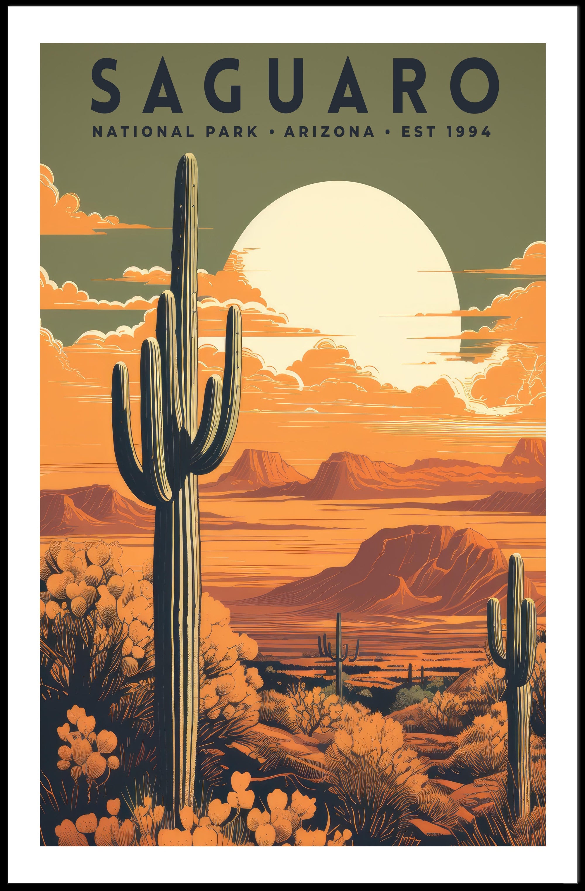 Saguaro National Park Poster Vintage Desert Print