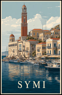 Symi Harbor Illustration Poster