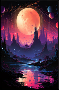 Surreal Cosmic Landscape: Vibrant Alien World Poster