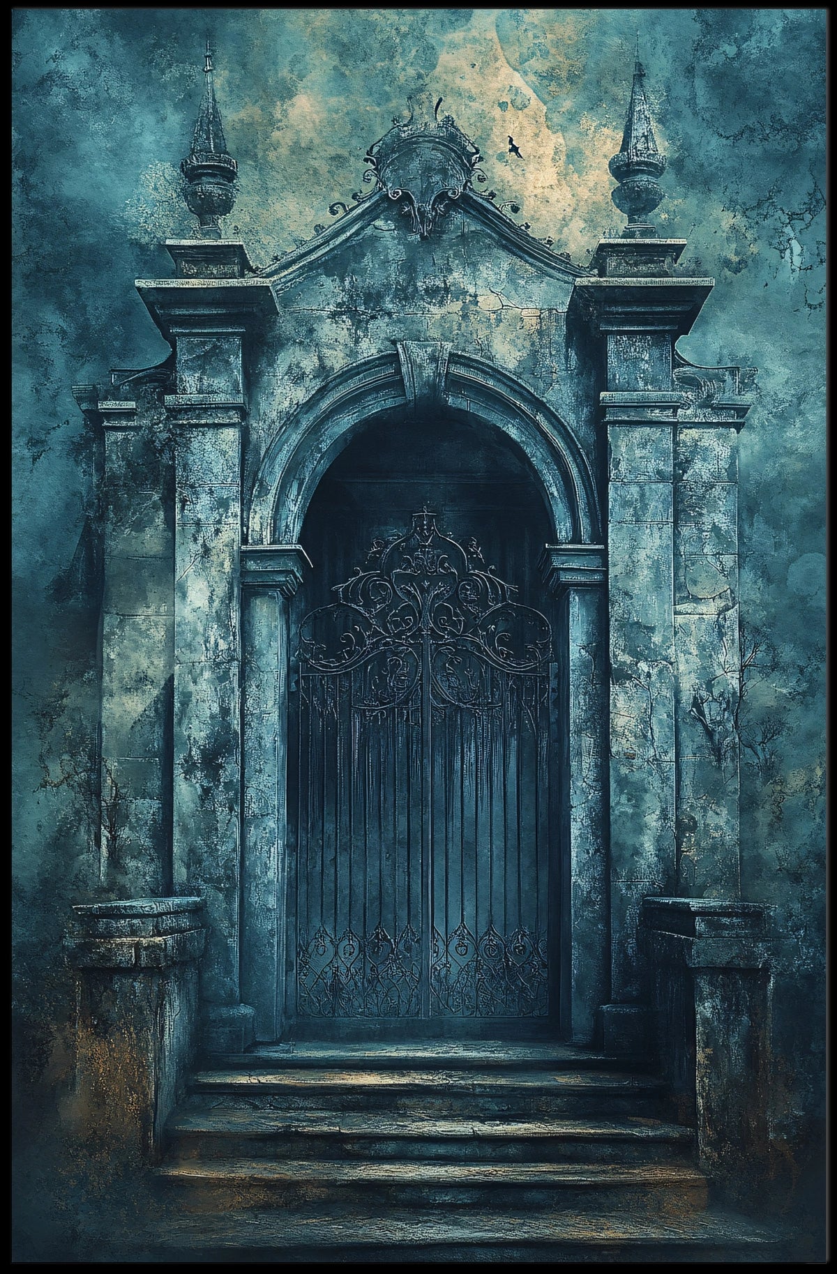 Intricate Wrought-Iron Gate in a Cultural or Heritage Poster