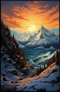 Breathtaking Sunset Mountain Landscape National Park Poster
