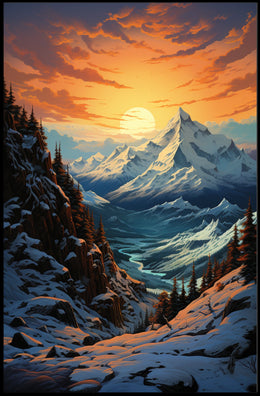 Breathtaking Sunset Mountain Landscape National Park Poster