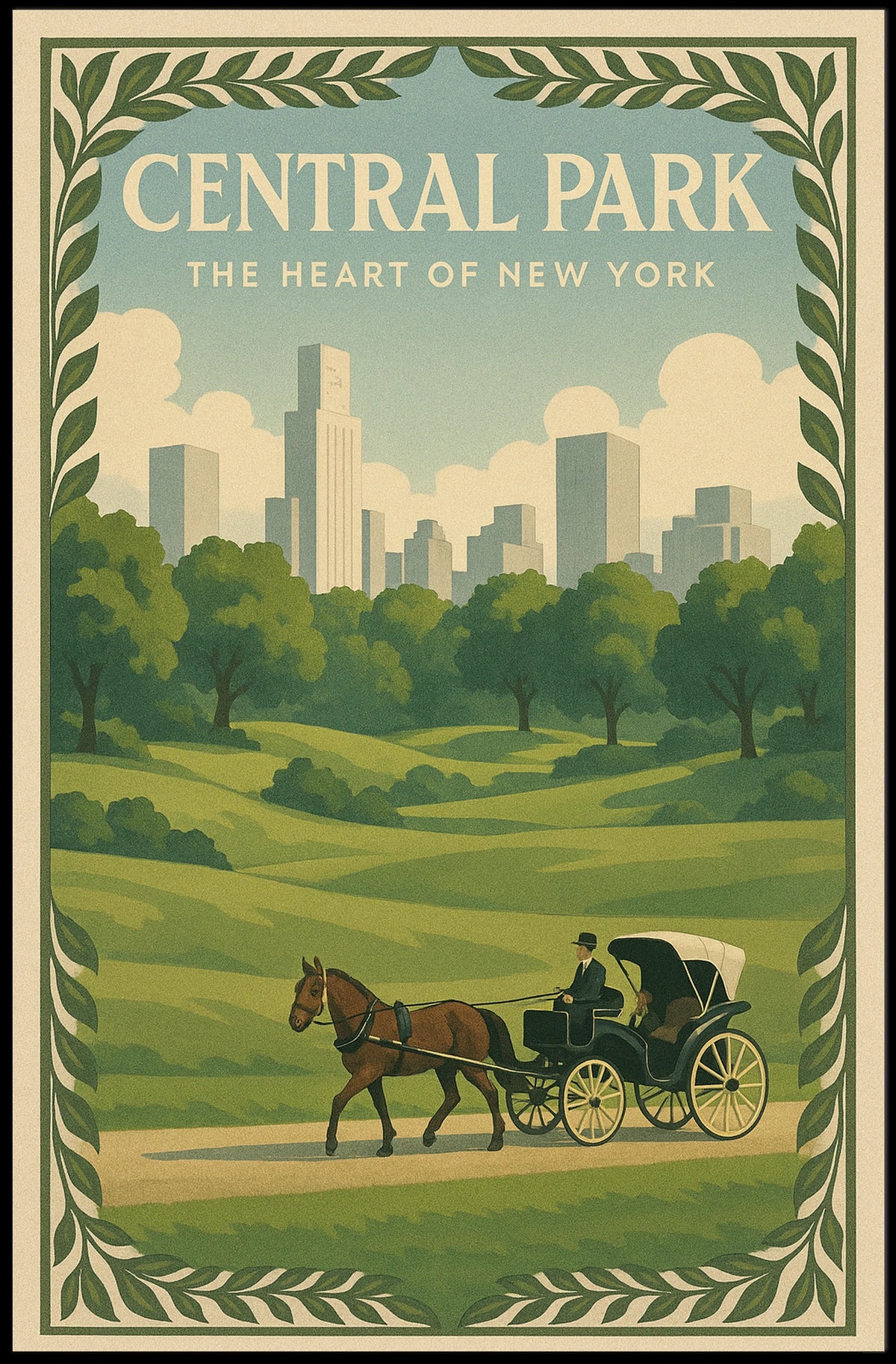 Central Park Nostalgia New York Travel Poster