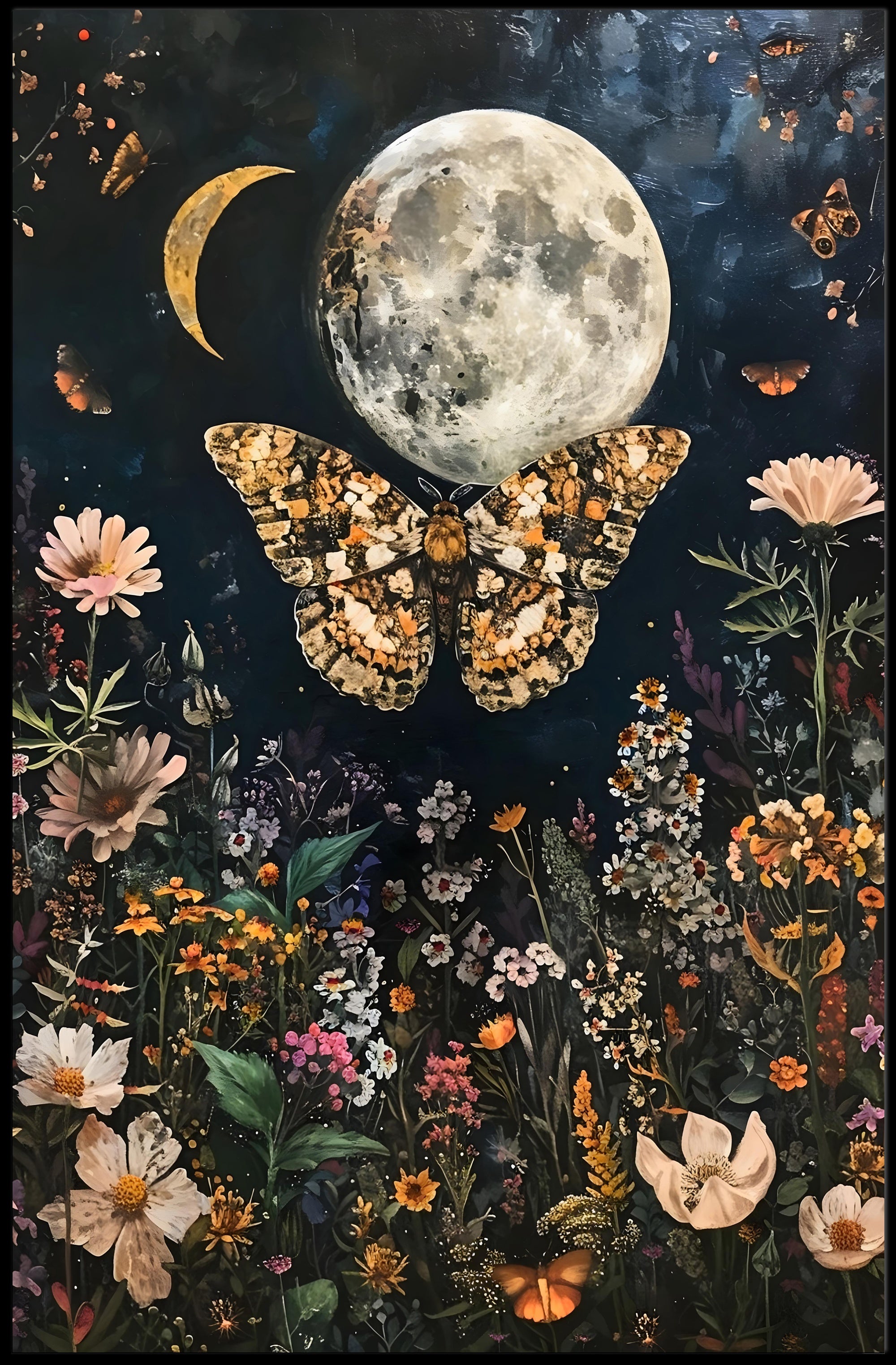 Moonlit Garden Dreamscape Fantasy Poster