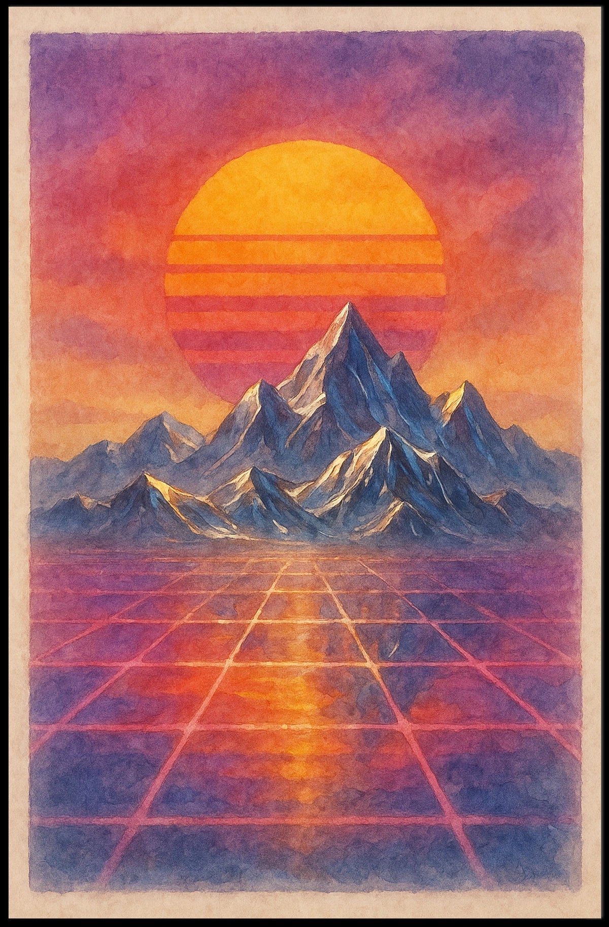 Futuristic Landscape Art: Retro-Futurism Sci-Fi Poster