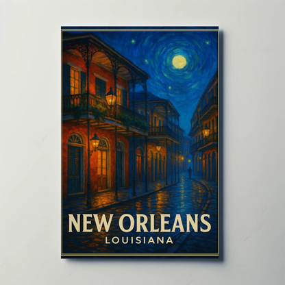 New Orleans Louisiana Starry Night French Quarter Travel Poster