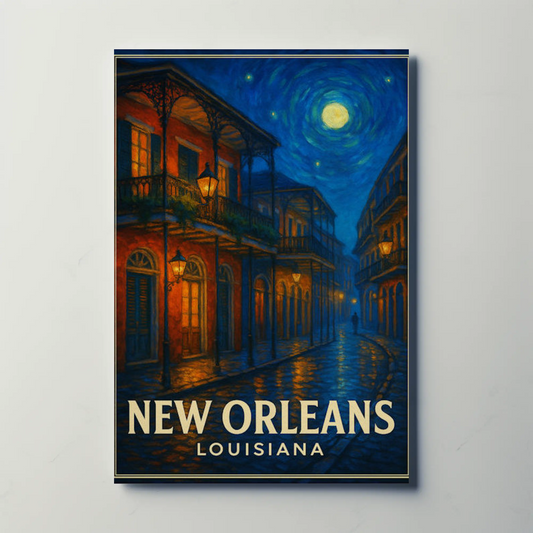New Orleans Louisiana Starry Night French Quarter Travel Poster