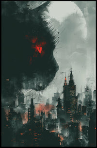 Cat Over Cityscape Poster