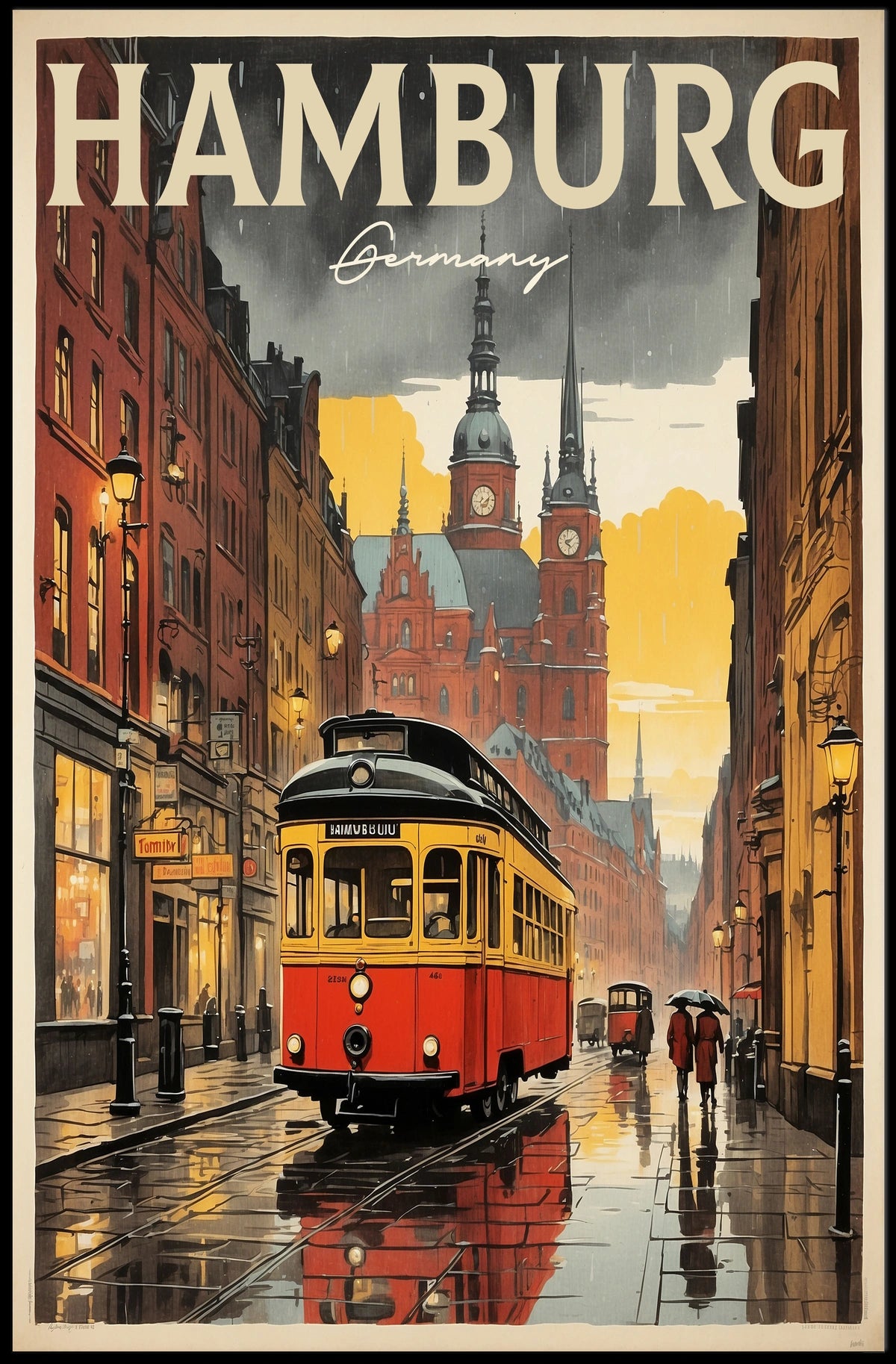 Hamburg Vintage Travel Poster