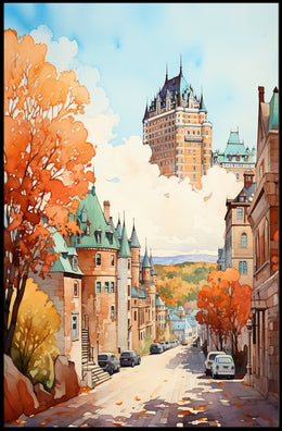 Quaint Architectural Charm in Historic Fall Setting - Travel Poster