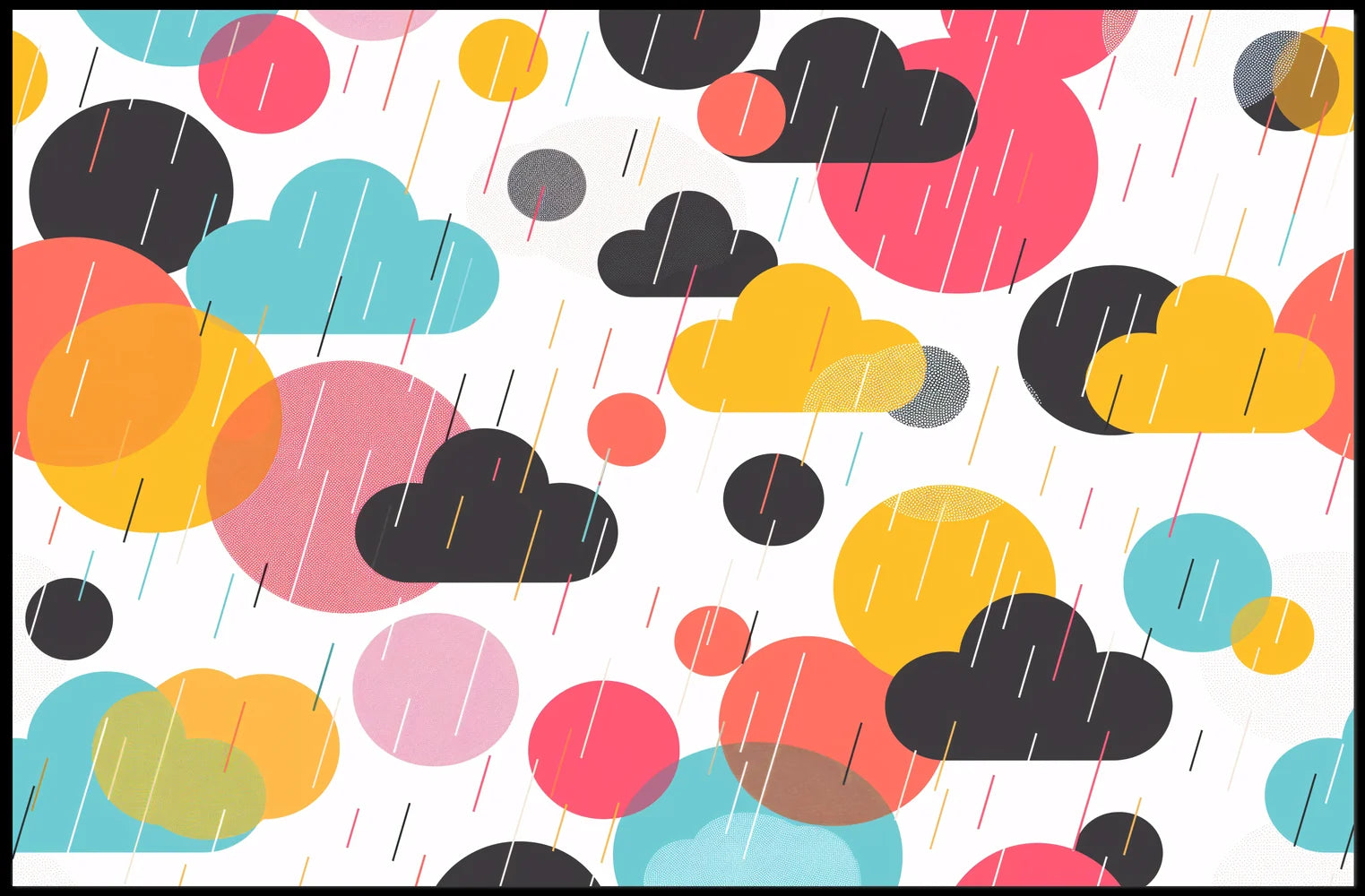 Vibrant Abstract Circles and Clouds Art Poster