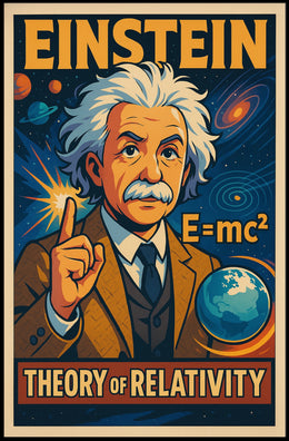 Einstein Relativity Scenic Vintage Curious Poster