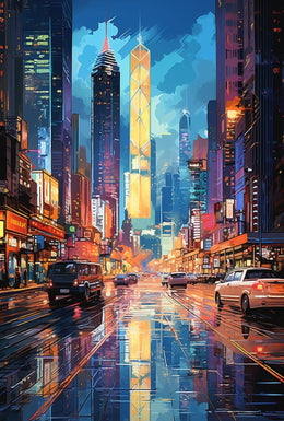 Energetic Nightlife In Modern City Poster Modern Wall Art