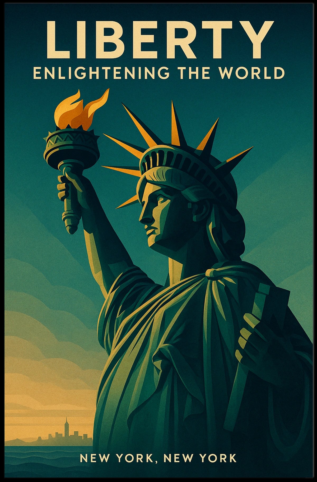 Statue of Liberty Sunrise Patriotic Poster