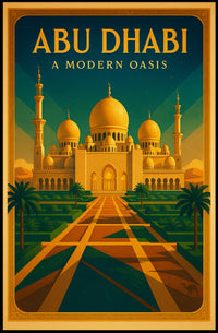 Abu Dhabi Modern Oasis Vintage Travel Poster