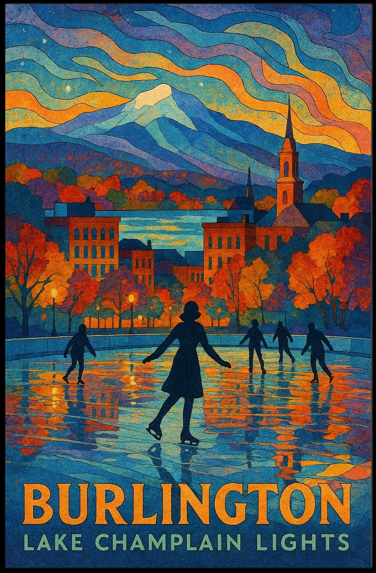 Burlington Lake Champlain Lights Poster