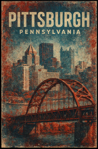 Pittsburgh Vintage Cityscape Retro Poster