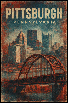 Pittsburgh Vintage Cityscape Retro Poster