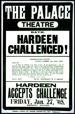 Hardeen Challenge Palace Theatre Bath Historical Poster