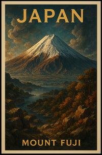 Mount Fuji Travel Adventure Vintage Poster