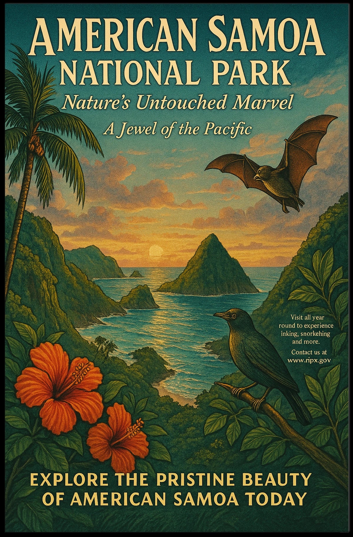 American Samoa National Park Scenic Travel Poster