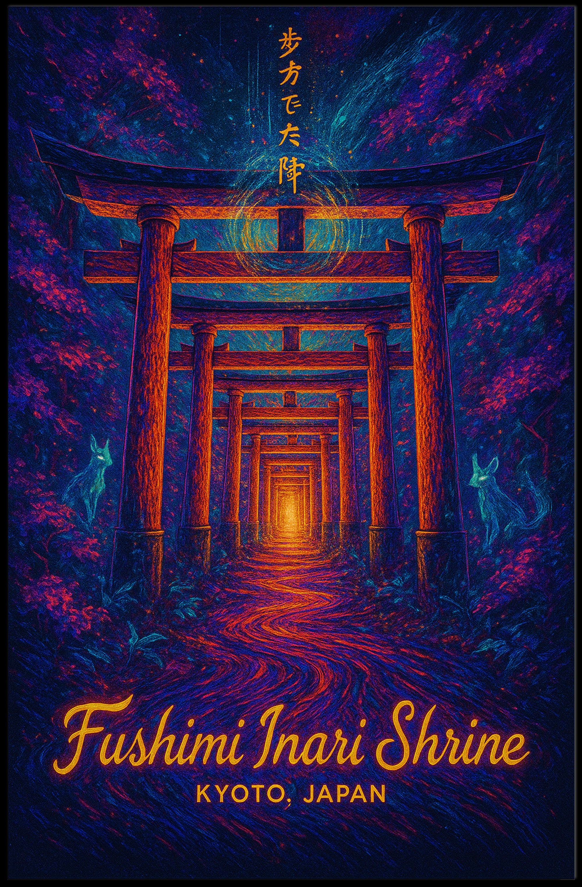 Fushimi Inari Shrine: Enchanted Pathway Fantasy Poster