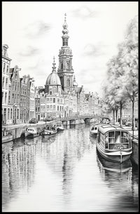 Amsterdam Canal Sketch Poster