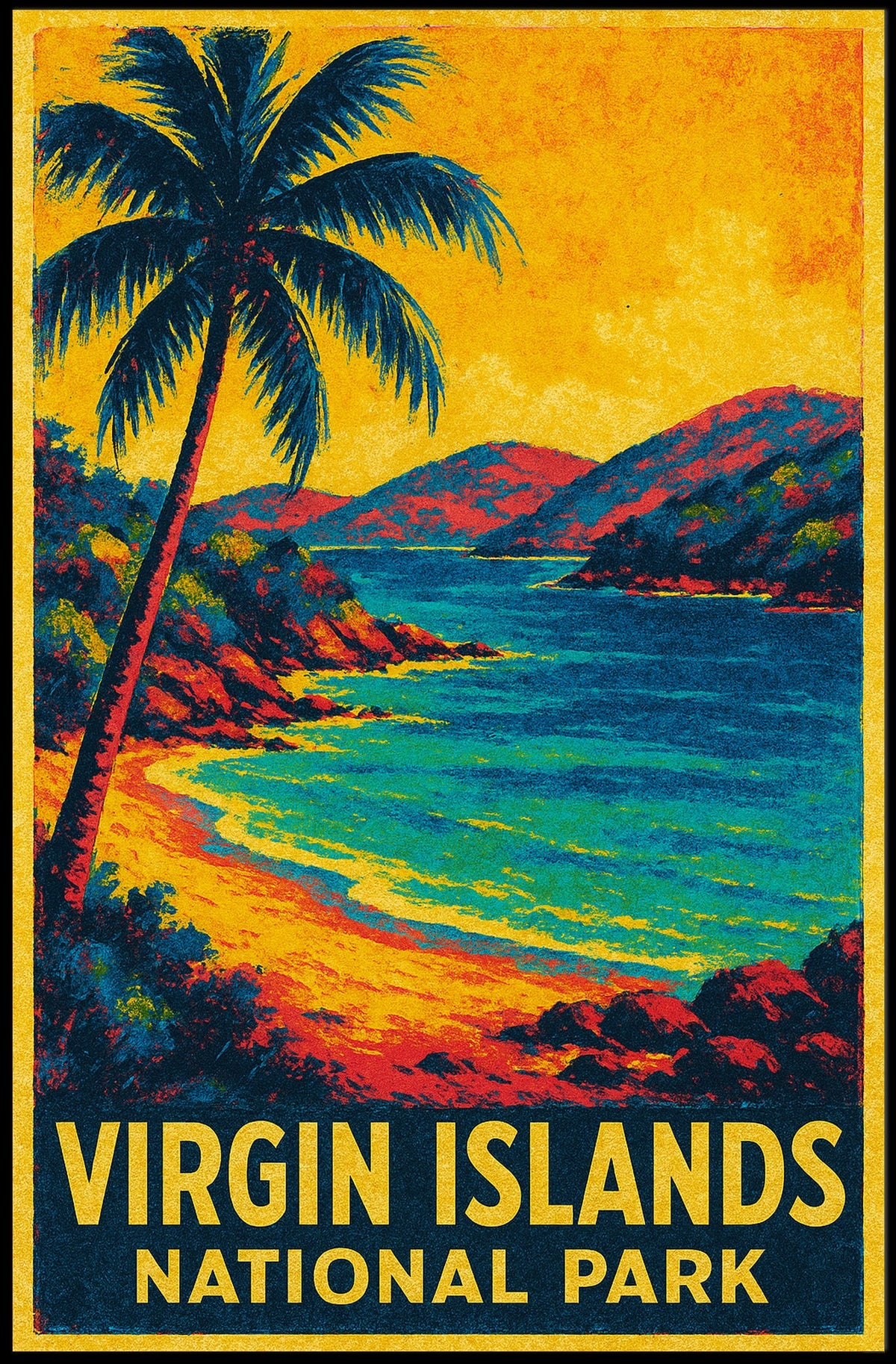 Virgin Islands Vintage Travel Wanderlust Poster