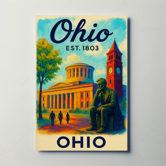 Ohio Statehouse Historic Landmark Capitol Building Travel Poster