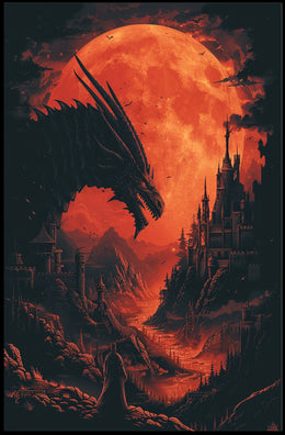 Epic Dragon Battle: Medieval Fantasy Art Poster PosterGoat