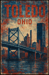 Toledo Ohio Vintage Cityscape Bridge Retro Typography Heritage Urban Pride Timeless Classic Poster