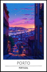 Porto Evening Skyline: Enchanting Travel Poster