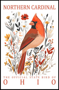 Northern Cardinal Ohio State Bird Art Poster