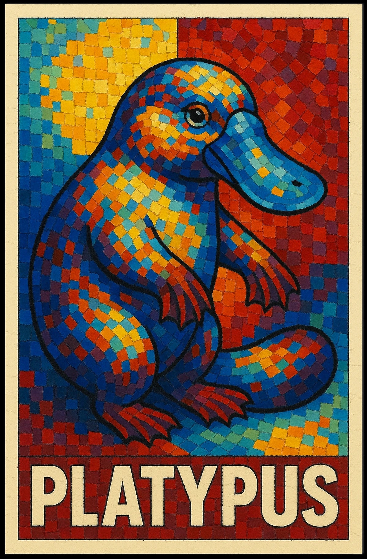 Vibrant Platypus Mosaic Poster